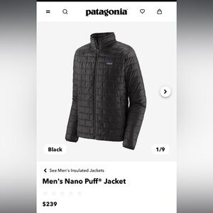 Patagonia Black Men's Nano Puff Jacket Medium